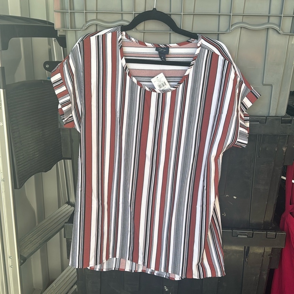 Daytrip striped short sleeve blouse